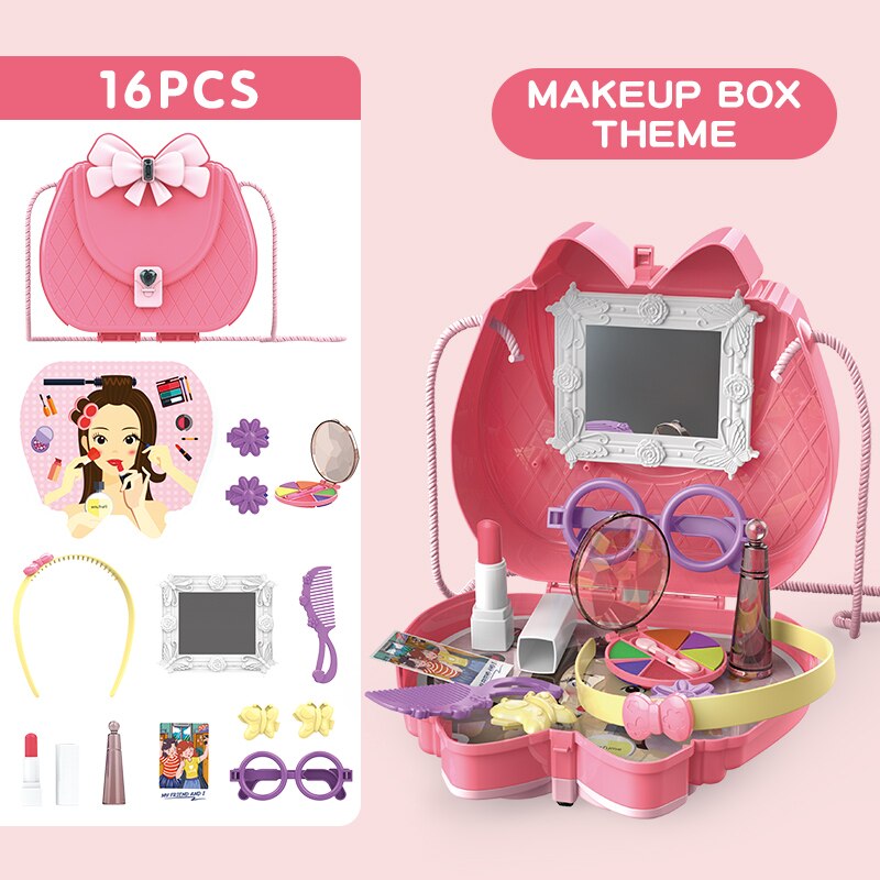 Kinder Küche Spielzeug Für Mädchen Simulation Pretend Spielen Tun haus Rucksack Pädagogische Prinzessin Docter Machen Up Handtasche kinder Tasche: Play House Makeup