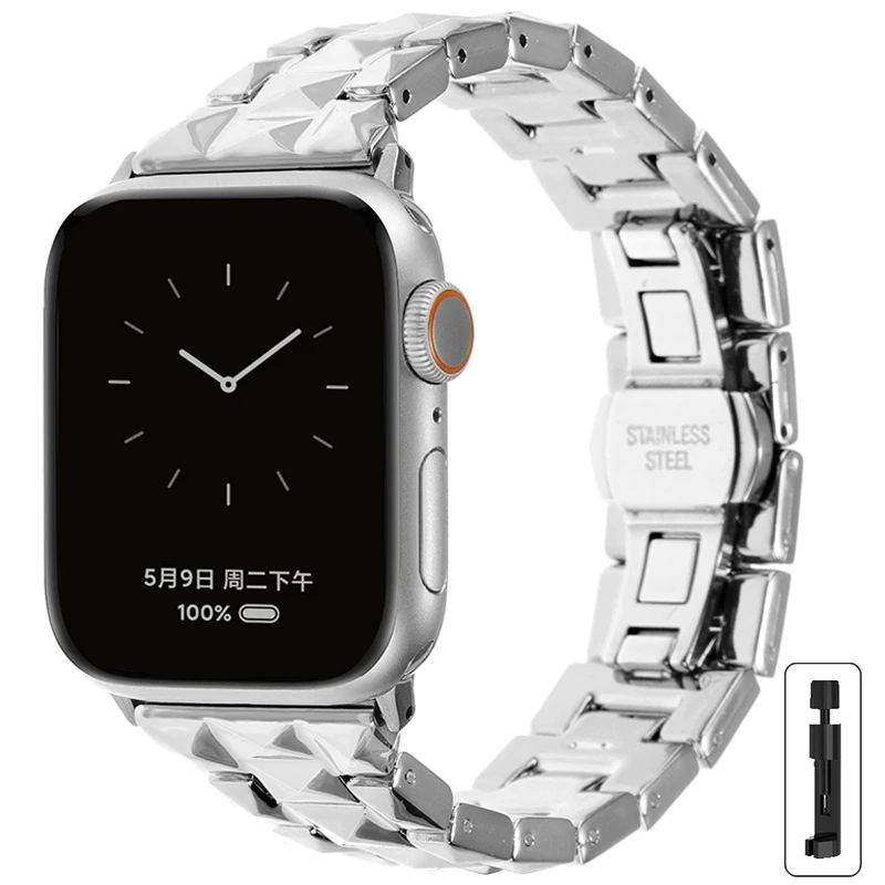 Correa para Apple Watch Band 46mm 44mm 40mm 45mm 49mm 38mm 42mm 41mm pulsera de para IWatch Series 10 8 7 6 5 4 3 2 1 Ultra: 44 mm / Blanco