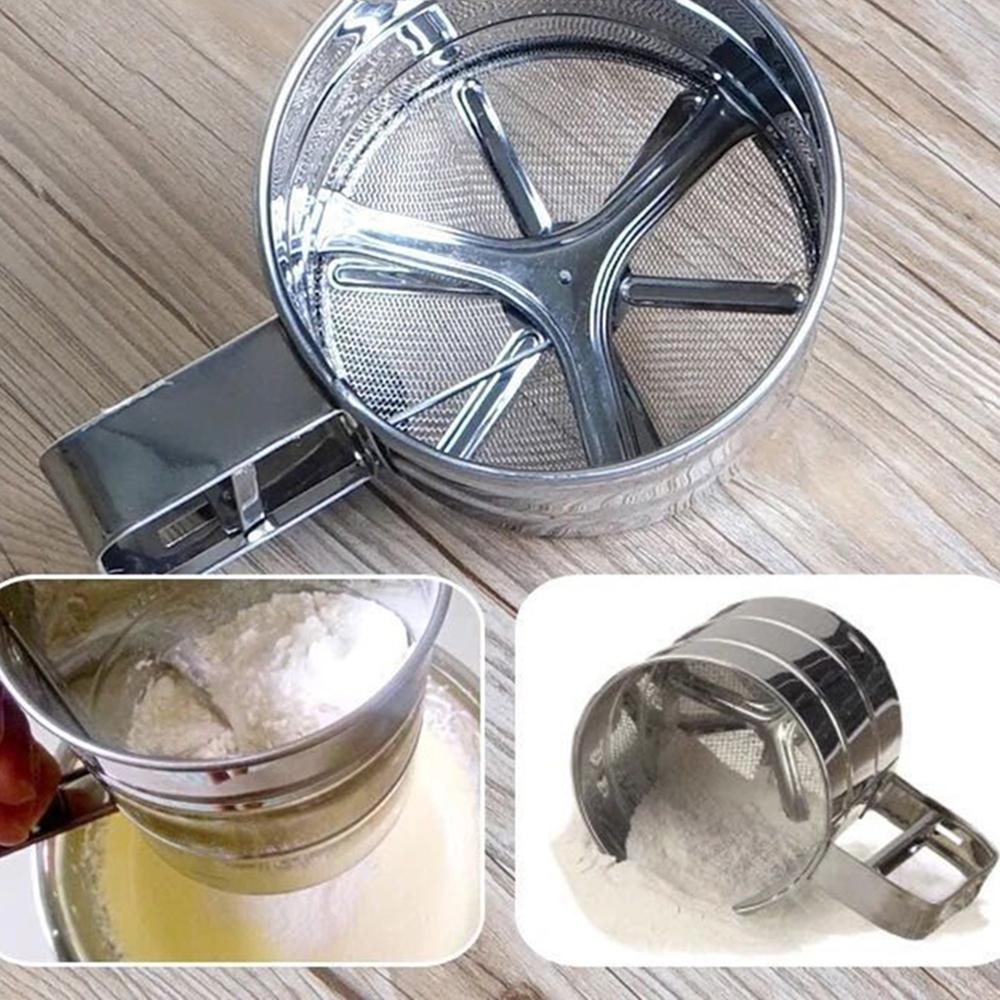 Hand-held Stainless Steel Mesh Flour Sifter Baking Icing Sugar Mesh Sieve Tool Dining Bake Ware Cake Tools