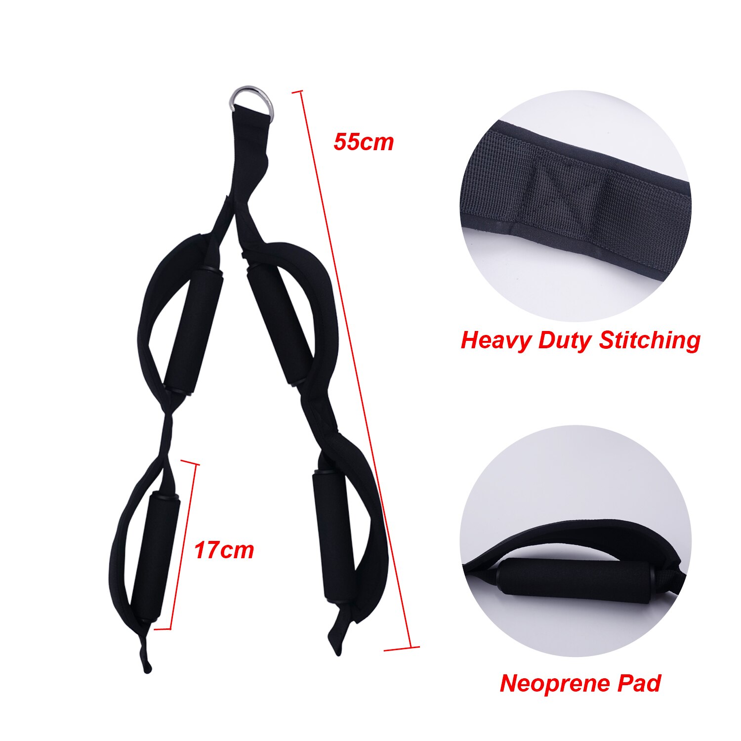 Pull Down Fitness Tricep Rope 4 handles Neoprene Pads for for Cable Machine Attachment Strengthen Workout Exercise Equipment