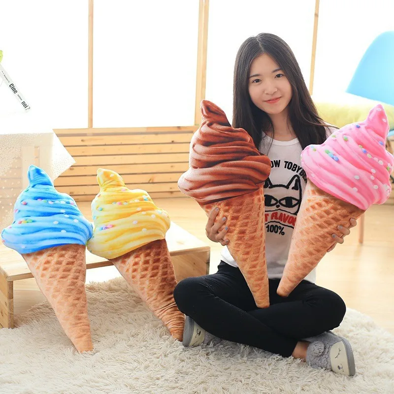 Soft Plush Stuffed Doll Toys Pillow 3D Sweet Ice Cream Pillow Cushion Car Waist Support Cushion