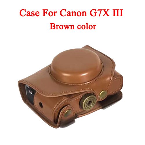 Pu Leather Camera Case Bag For Canon Powershot G7X mark 2 G7X II G7X2 G7XIII G7X III G7X Mark 3 luxury Camera Cover With Strap: G7X III -Brown