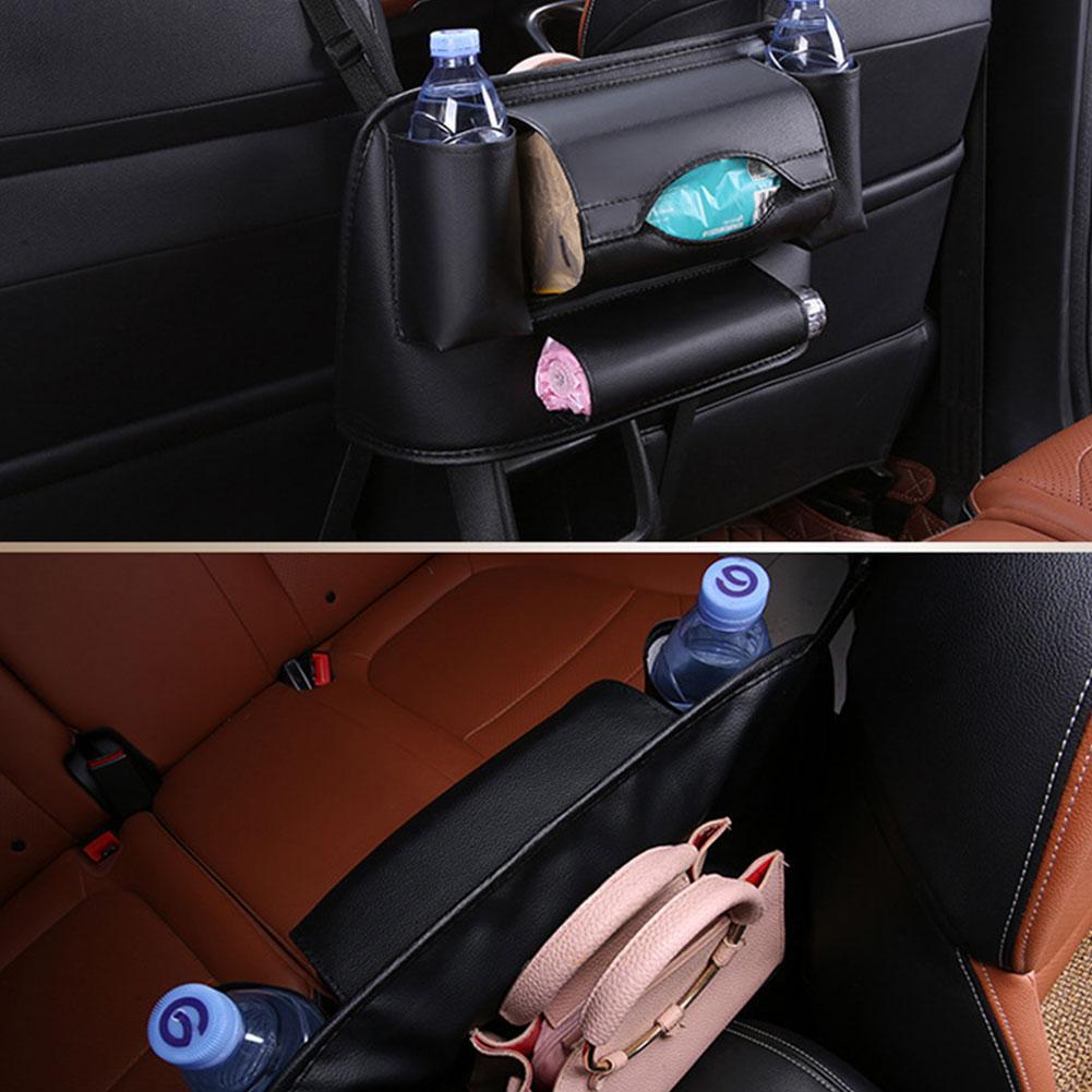 Car Net Pocket Handbag Holder Universal Multifunction Car Organizer Seat Gap Storage Multi-Pocket Leather Interior Accessori