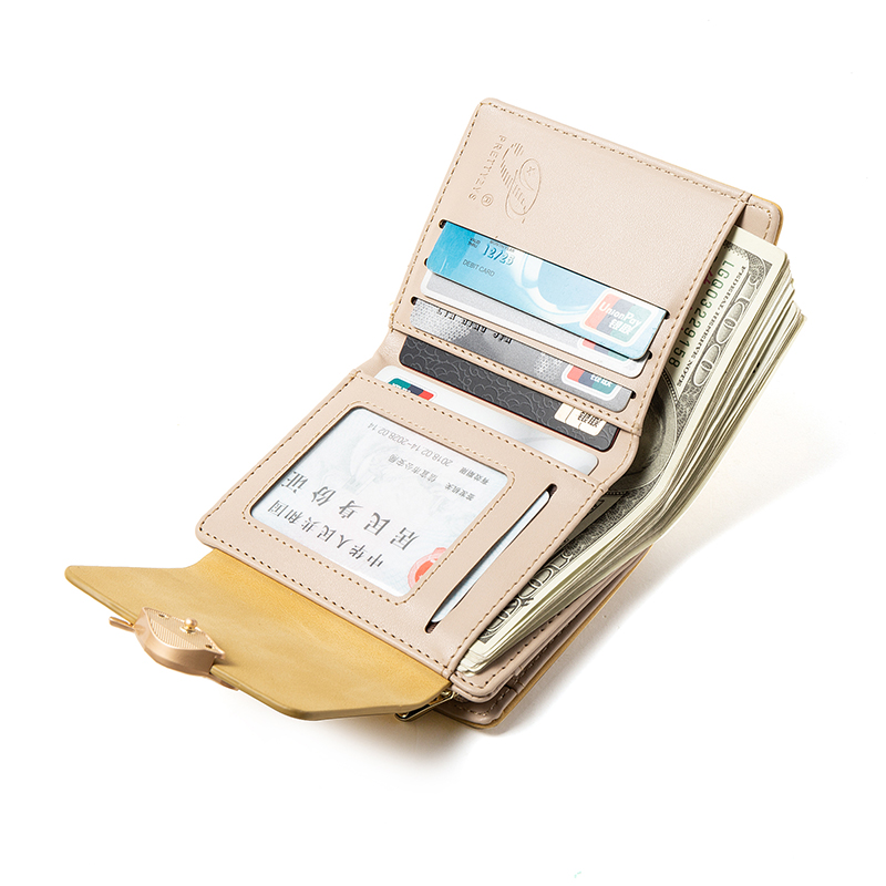 Portemonnee dames kort 2023 nieuw niche eenvoudig retro mat blad damesportemonnee mode portemonnee rits opvouwbare studentenmuur
