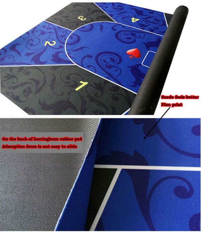 1pc texas hold'em gummimåtte poker spil bordplade digital print ruskind casino layout med bærepose størrelse :90 x 180cm