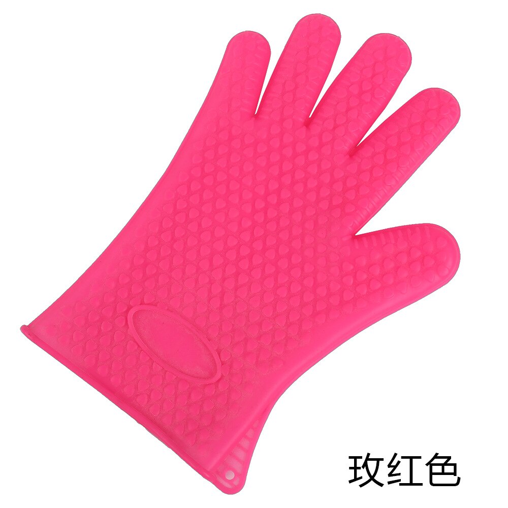1 para Silikon Handschuhe mikrowelle 5 Finger-handschuh Ofenhandschuh Hitzebeständig Grill Bohrer Fausthandschuh Handschuh Küche BBQ Backen werkzeug: rot
