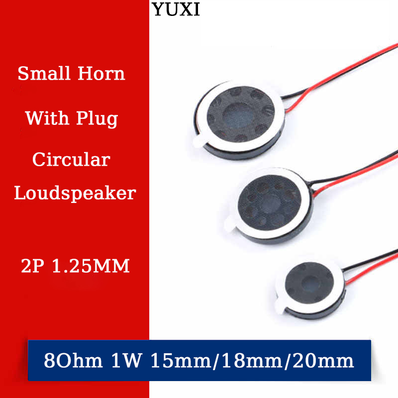 YUXI 2 STKS Ronde Luidspreker 15 MM/18 MM/20 MM Voor 8 Ohm 1 W Luidsprekers Mobiele Telefoon Kleine Luidspreker Audio met Plug 2 P 1.25 MM