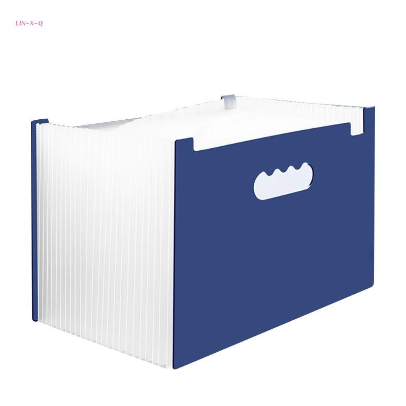 Multi-purpose Standing Document Folder Expandable A4 File Folder 25 Pockets Colored Index Tabs for Office: Navy Blue