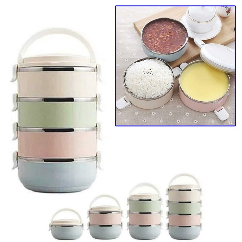 1/2/3/4 Layer Lunch Box Thermal Insulated Food Container Stainless Steel