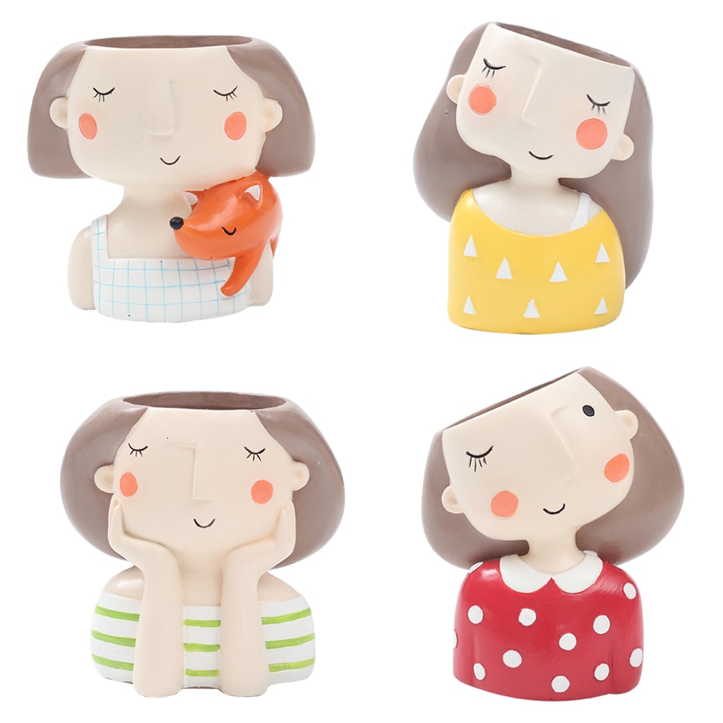 Hars Leuke Meisje & Jongen Mini Bloempotten Cactussen Succulent Plant Container Bloempot Tuin Planter Venster Doos Thuis Diy decor