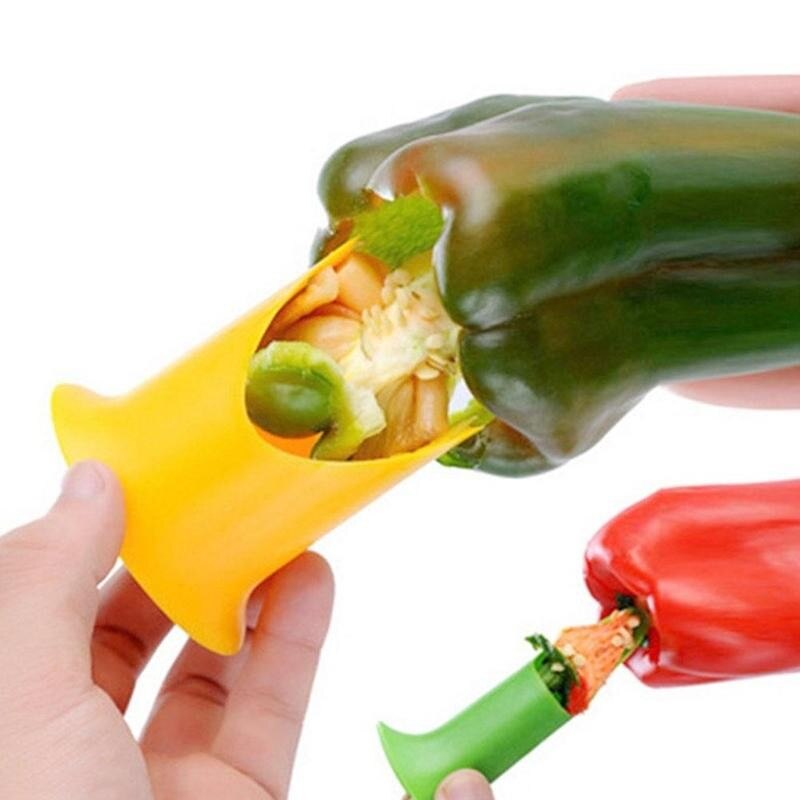 2 In1 Jalapeno Corer Seed Remover Green Pepper Chilli Cutter Fruit Vegetables Utensil Peeler Slicer Corer Kitchen W0B8