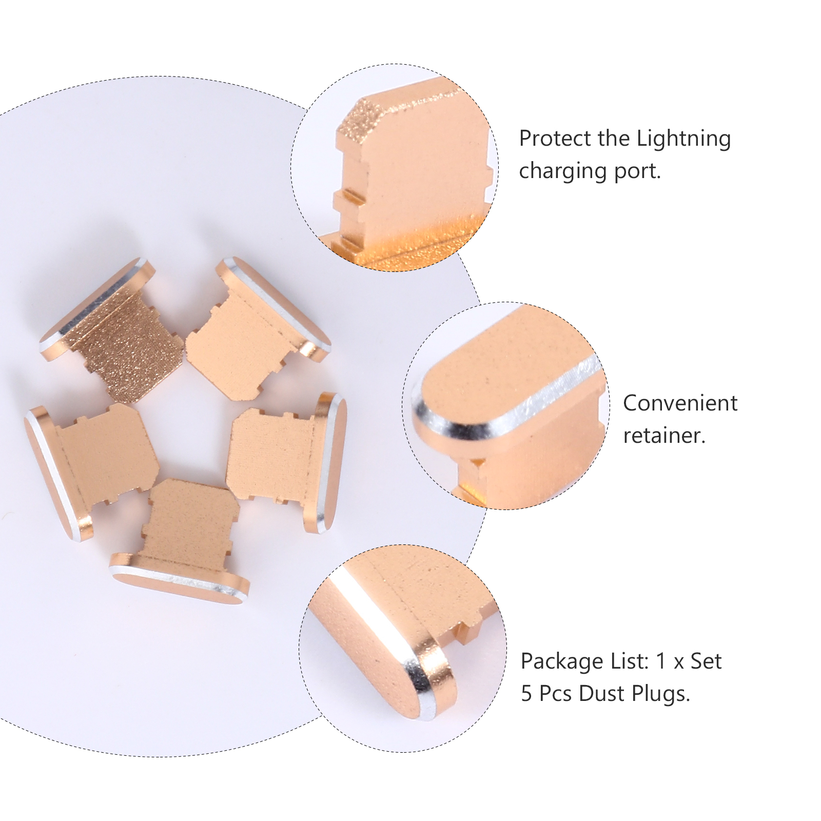 1 set of 5 charging port dust plug stoppers compatible with iphone xs max