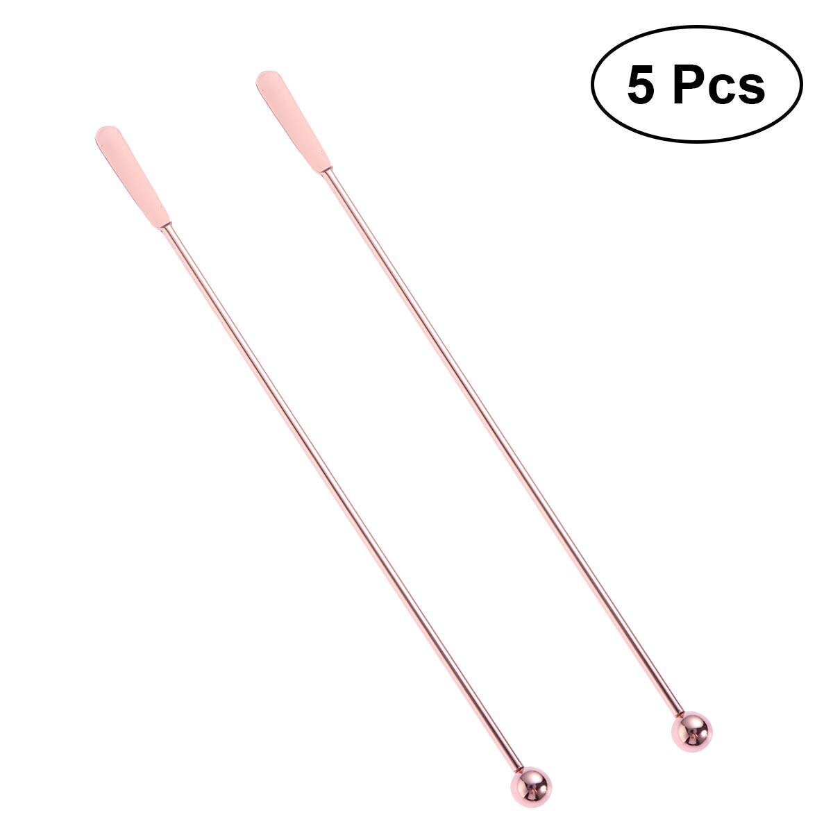 5 stk rustfrit stål swizzle pinde flade og runde perle martini plukker frugt pinde til hjemmebar