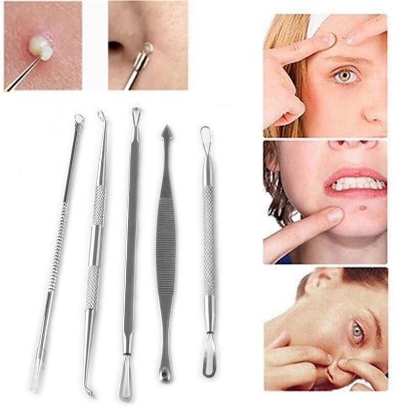 7Pcs/Lot Blackhead Remover Pimple Popper Tool Acne Extractor Kit For Nose Facial Pore Blemish Extraction Popping Needle