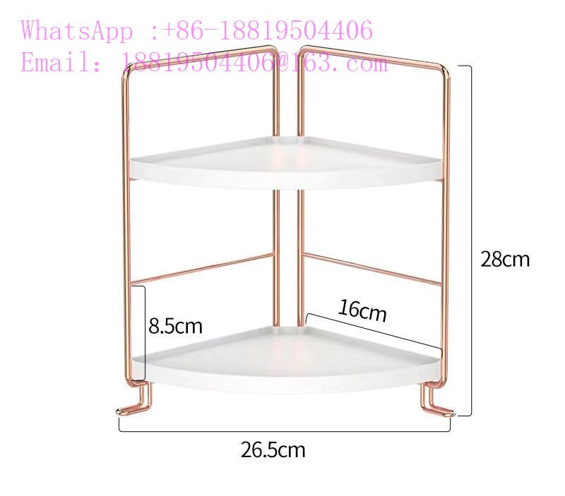 2 Tier Multifunction Stackable Shelf Organizer for Spices Cosmetics Kitchen Bathroom Storage Rack Holder: 2-tier Triangle Gold