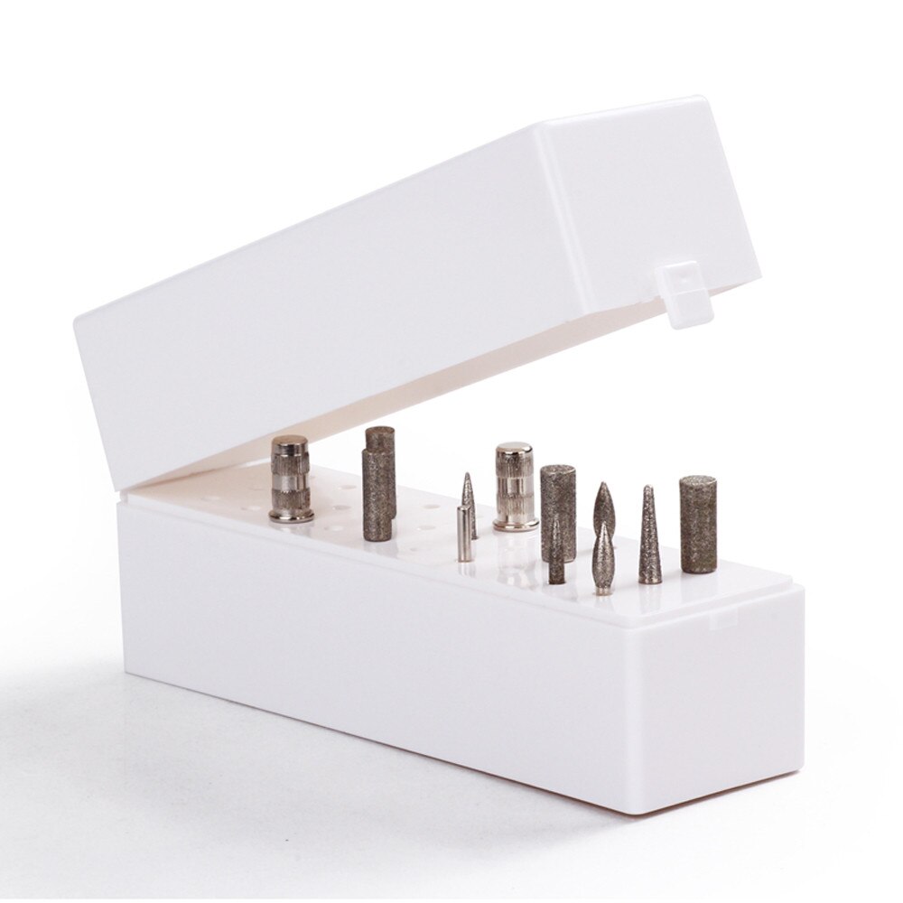 30 Holes Nail Drill Bits Holder Stand Display Large Storage Box Organizer Display Standing Container Manicure Tool #C: Default Title