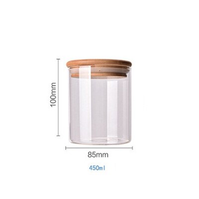 Lagertank mat container bambus dekket høy borosilikat mat forseglet glass tank kjøkken diverse korn lagertank: 6