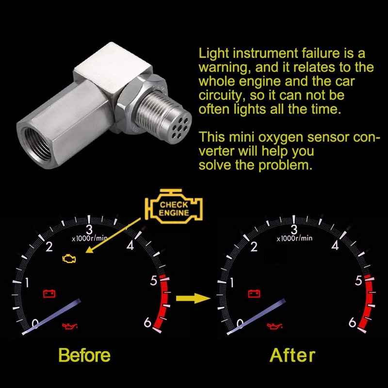 90 Degree CEL Check Engine Light Bungs Oxygen O2 Sensor Socket Real Mini Catalytic Converter 201 Stainless