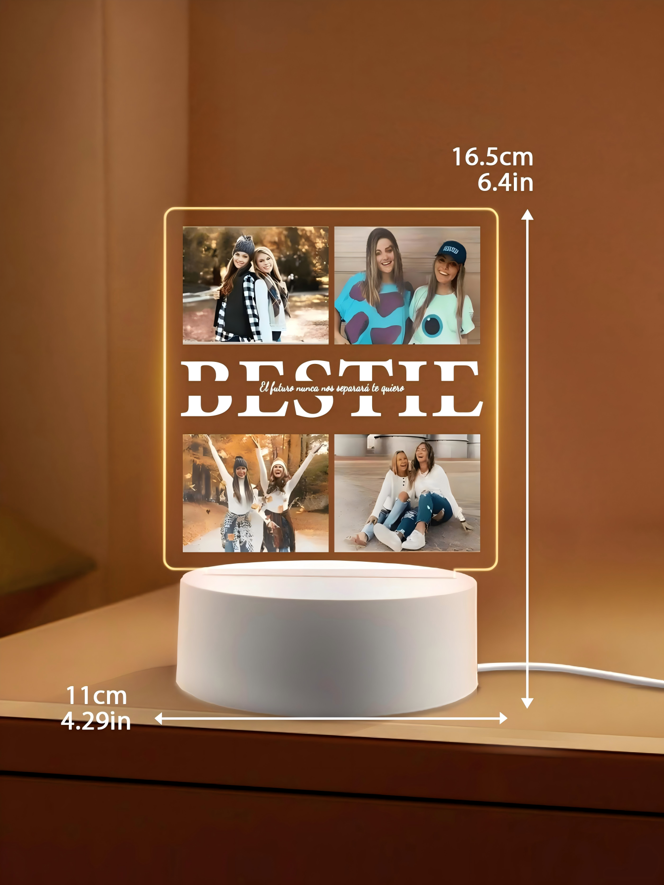 Personalisiertes Foto-Acryl-Nachtlicht mit aufgedrucktem Bild, personalisierte Heimdekoration als für sterben beste Freundin
