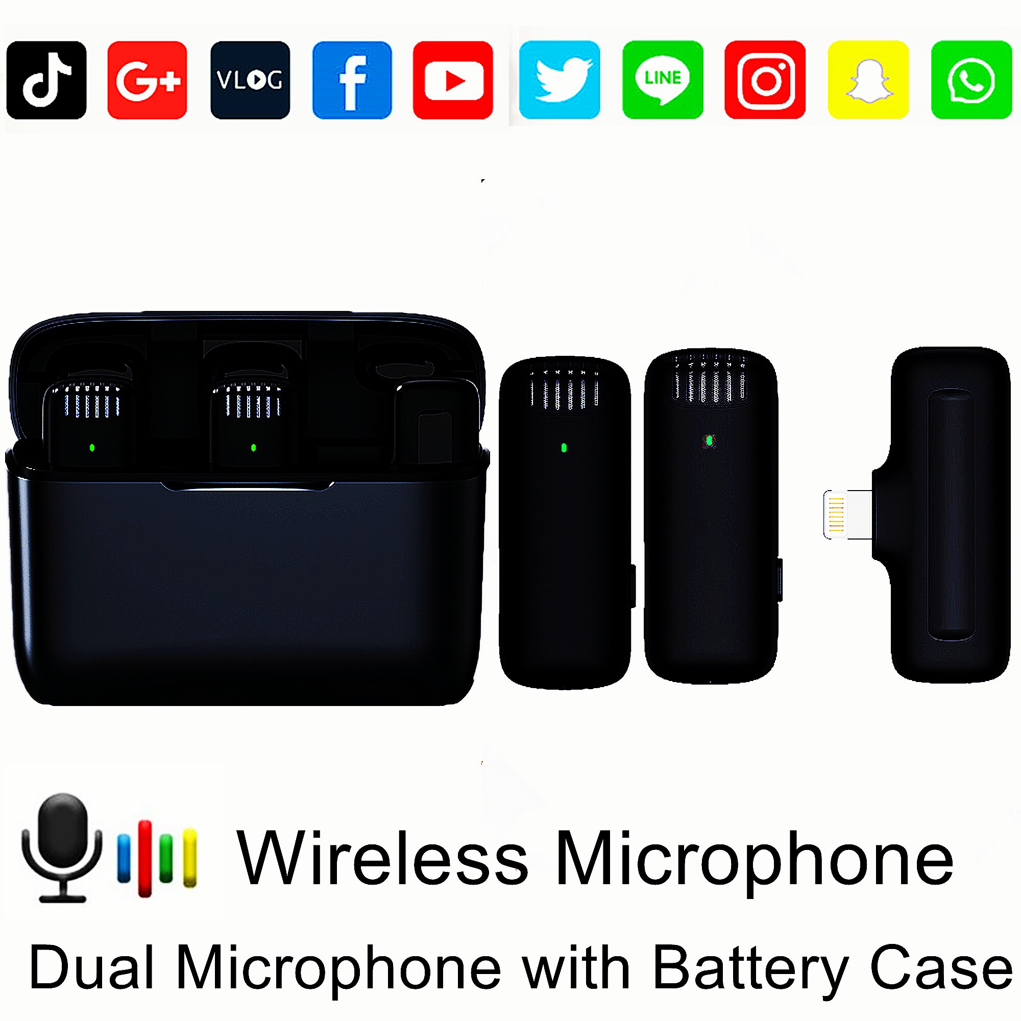 Kabelloses lavalier-mikrofon, plug-and-play-funkmikrofon kompatibel mit iphone und android, mikrofon mit automatischer synchronisierung und rauschunterdrückung für aufnahmen