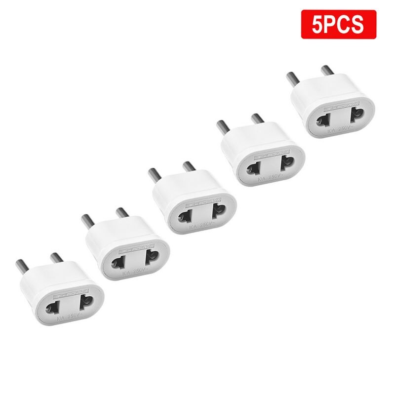 1/5/10 stk eu støpsel oss til eu adapter 250v 10a 4.8mm japan cn kr reiseadapter elektrisk strømplugg stikkontakter stikkontakt ce