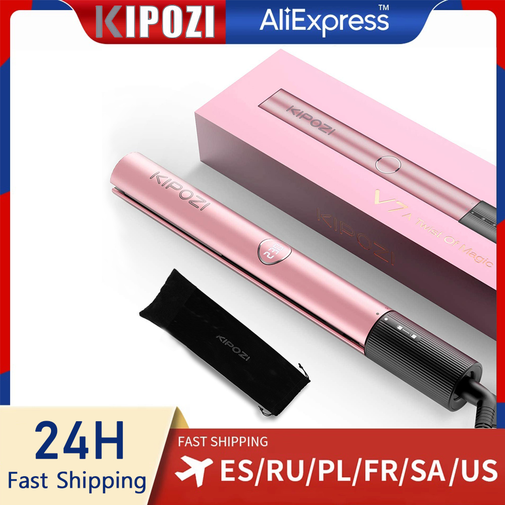 KIPOZI piastra per capelli LCD professionale 30s riscaldamento 3D galleggiante ferro piatto 2 In 1 ferro arricciacapelli strumento per capelli salone di alto livello