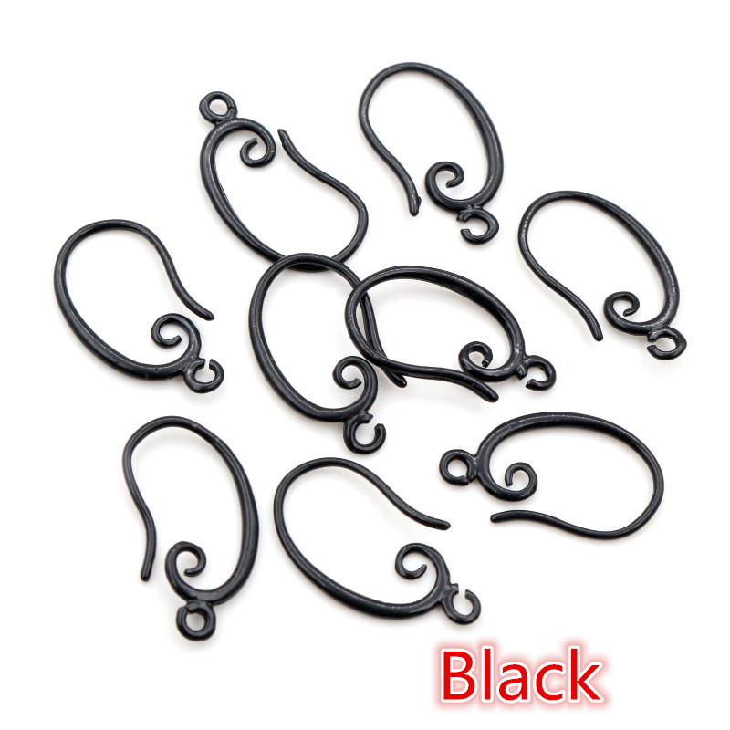 10Pcs 19X11Mm Klassieke 8 Kleuren Plated Messing Franse Earring Haken Draad Instellingen Base Instellingen hele: Black