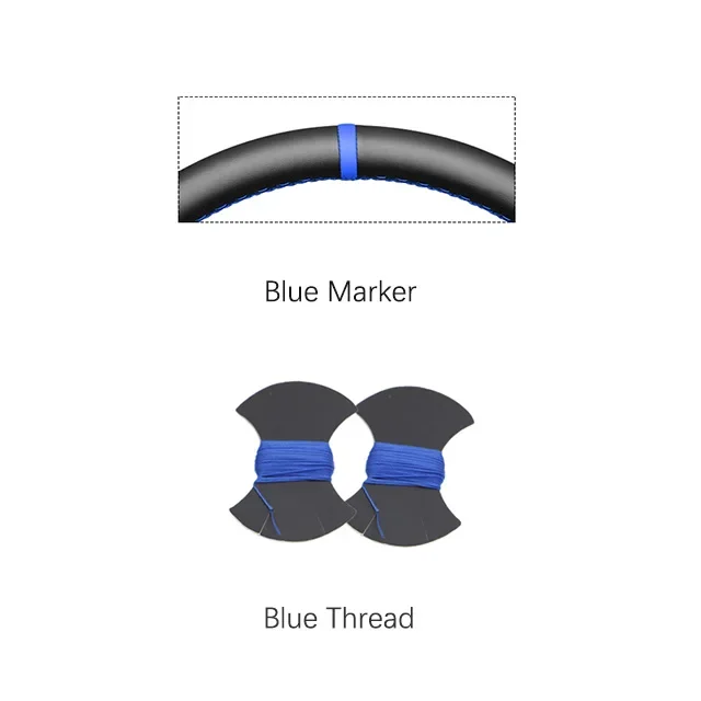 Black Faux Leather Car Steering Wheel Cover for Seat Ibiza (6J) MII: Blue