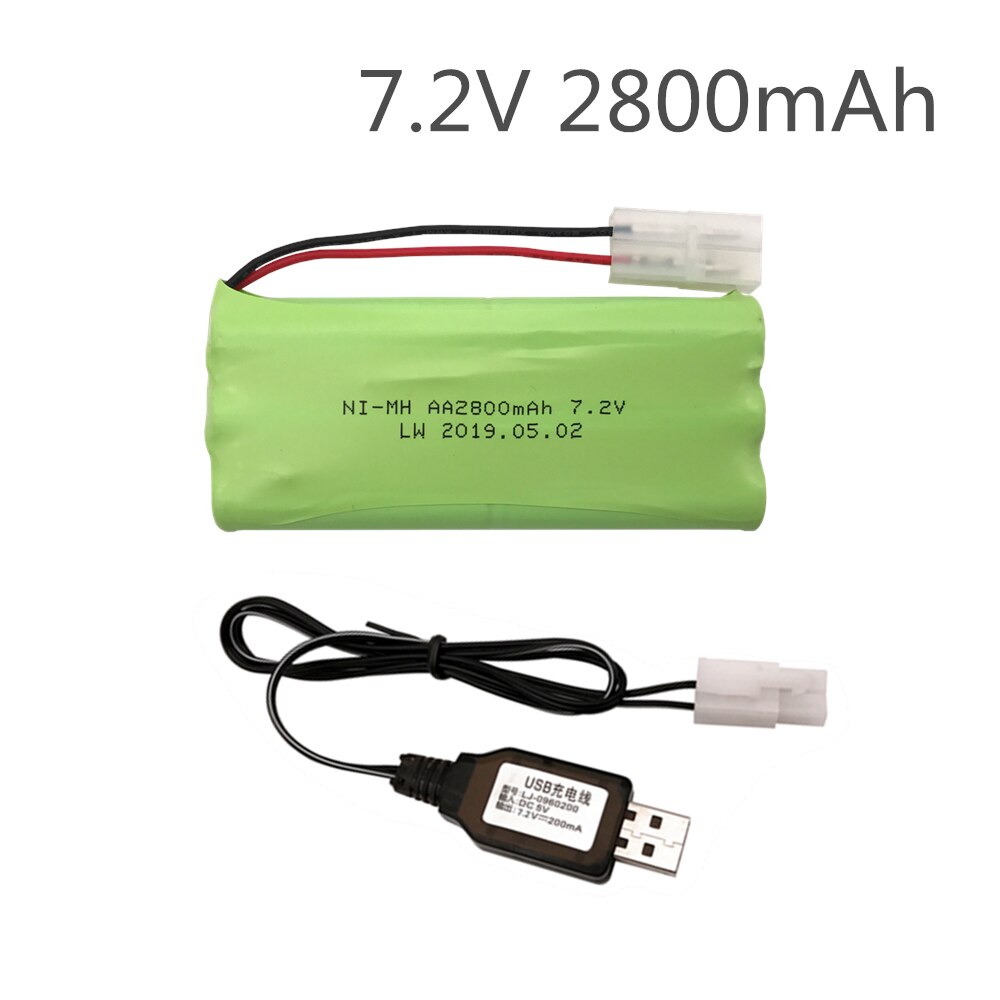 2800mah 7.2v rechargeable battery With Charger pack battery nimh 7.2v aa nimh battery For Remote control electric toy tool boat: USB