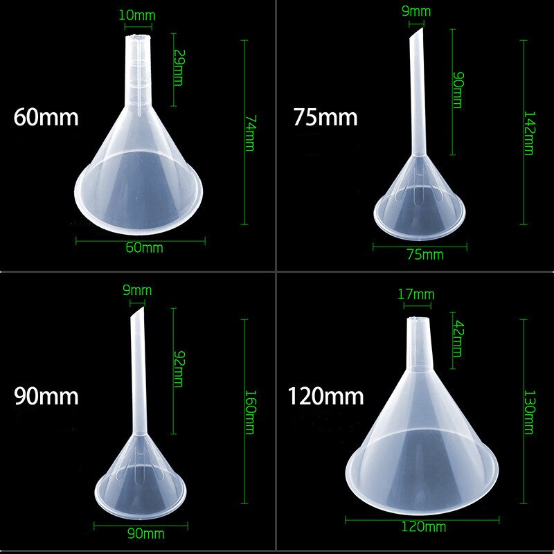 2 unids/set suministros de laboratorio Embudo de plástico triángulo embudo 90mm de llenado de líquido