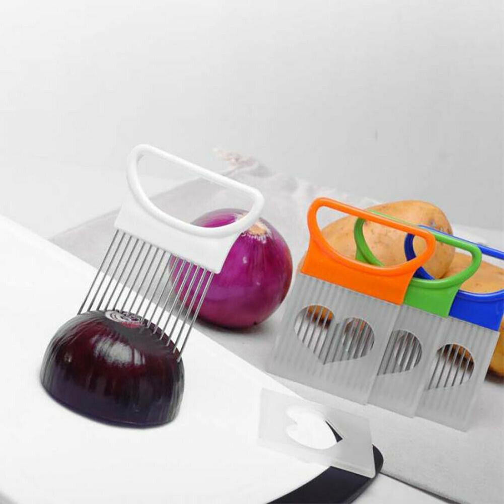 Rostfritt stål lökskärare multifunktion grönsaker tomatskärare hållare köttnål för köksprylar tillbehör