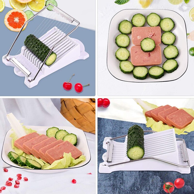 Slicer for Cutting Spam Ham Luncheon Meat Boiled Eggs Cuber Strawberry Bananas Made By ABS and Stainless Steel Wire