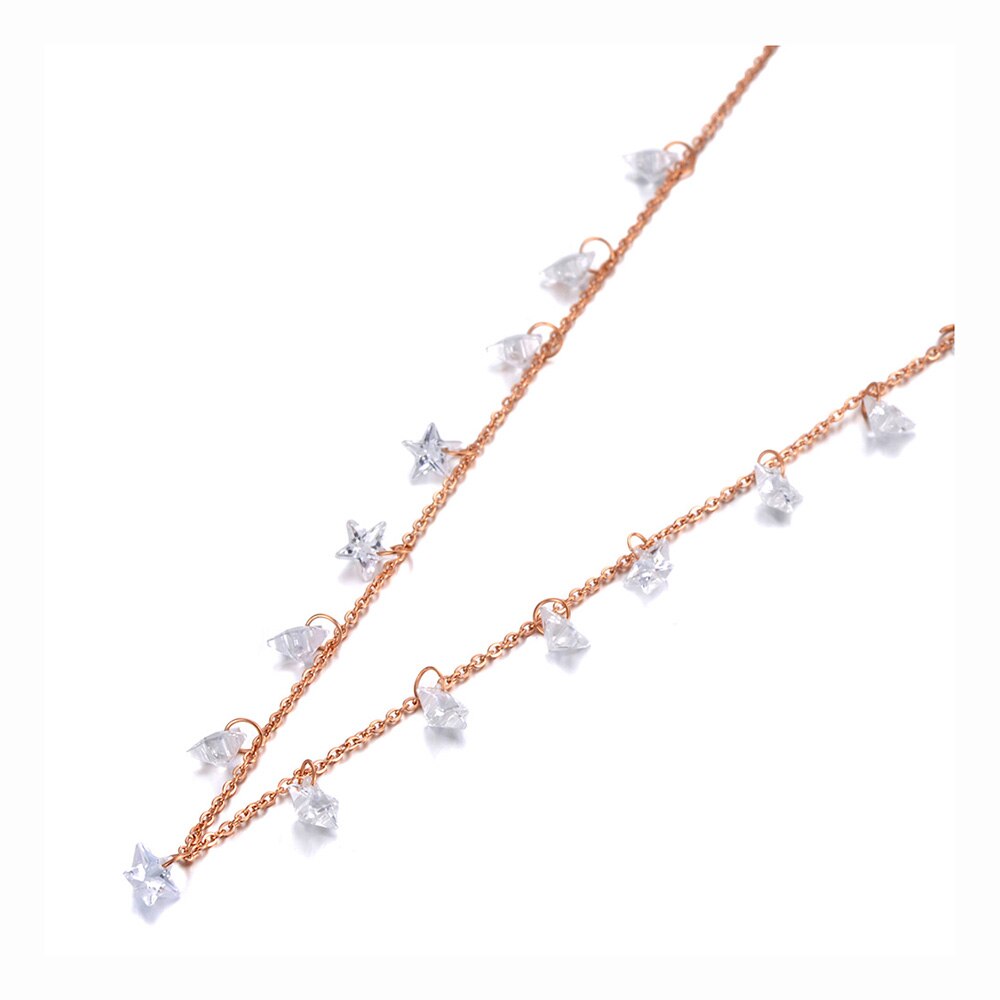Lokaer Mode Bohemen Rvs Wit Ster Cz Kristal Choker Ketting Strand Hanger Ketting Voor Vrouwen Meisjes N20089: Rose Goud Kleur