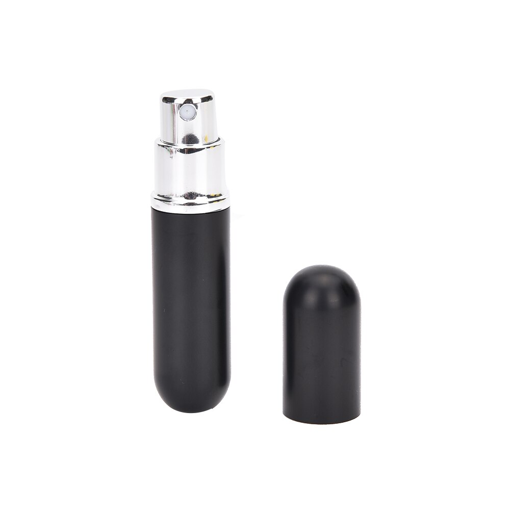 Atomizador de aluminio recargable portátil para viajero, en espray, perfume, botella de vacío, botella de perfume Mini,: Black