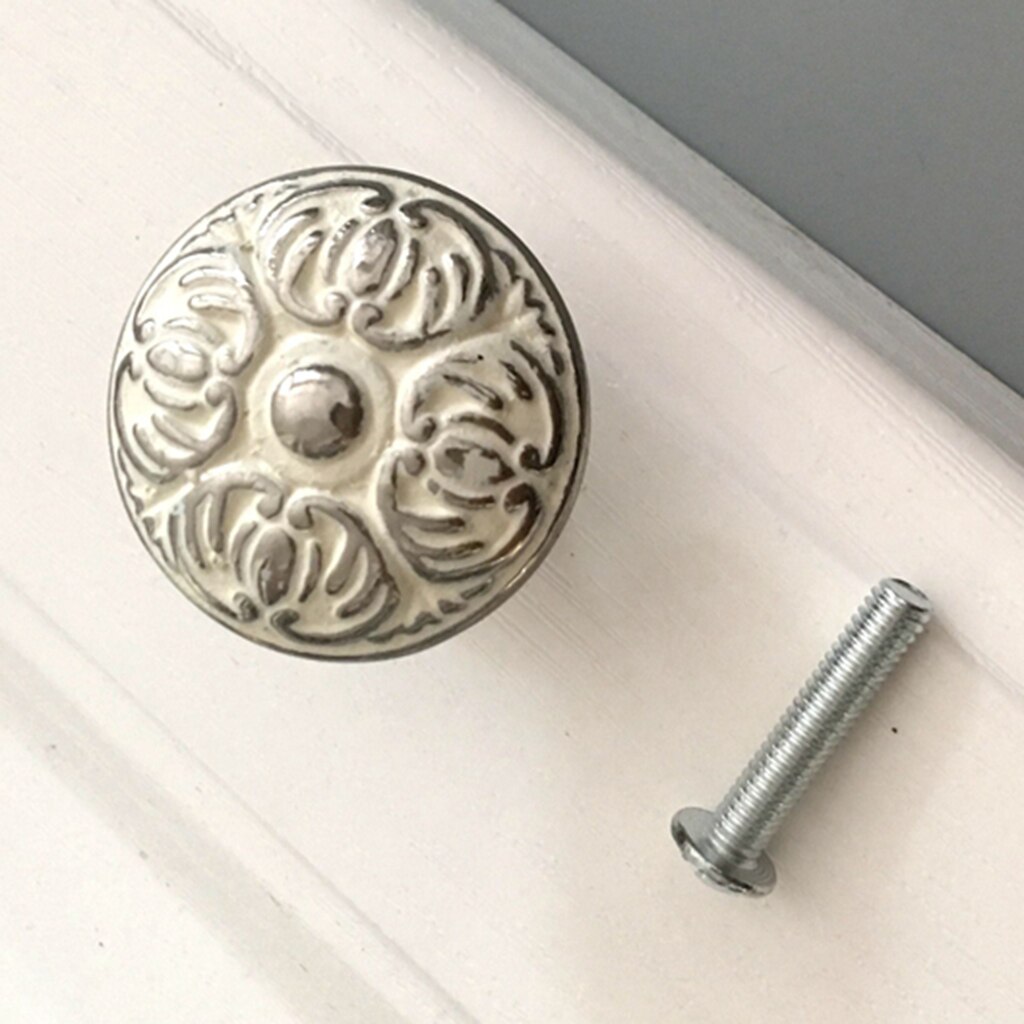 White Zinc Alloy Drawer Knobs Button Shape Cupboard Handle Pulls Home Furniture Accessories