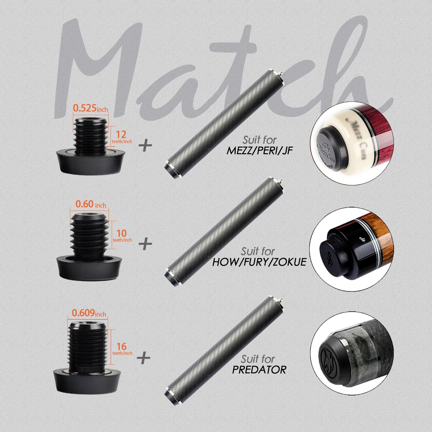 Billiards Carbon Fiber Extension for Mezz Predator Mit FURY KONLLEN HOW PERI Jflowers Cue Extension Billiard Accessories