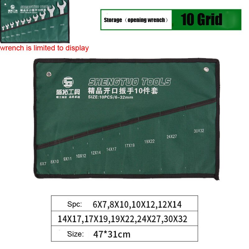 1Pcs Canvas Wrench Storage Bag Roll Up Foldable Spanner Organizer Spanner Combination Hanging Bag for Spanner Tool Organizer: 10 grid opening