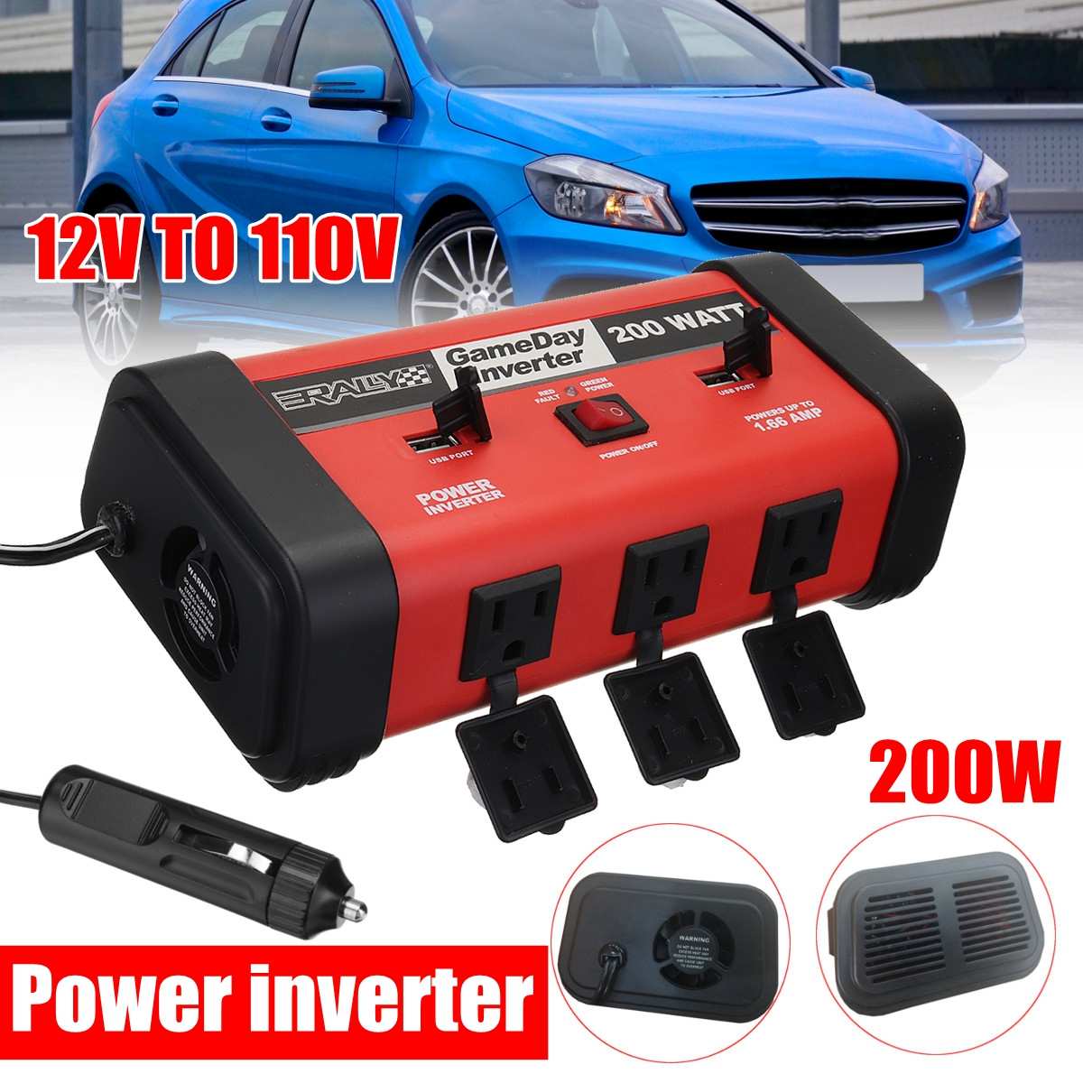 Car Inverter 200W Car Auto Power Inverter DC 12V to AC 110V Adapter Converter USB Charger
