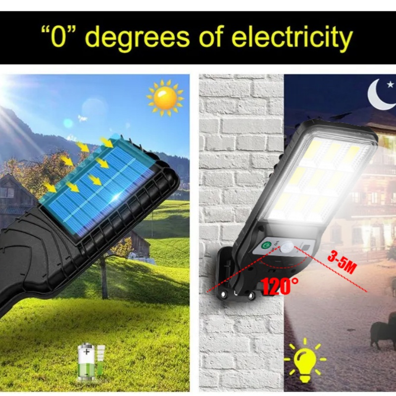 350000 LM Outdoor Solar Lights Bewegingssensor Solar 3-modi Waterdichte beveiliging Wandverlichting voor Patio Tuindeur Straatverlichting