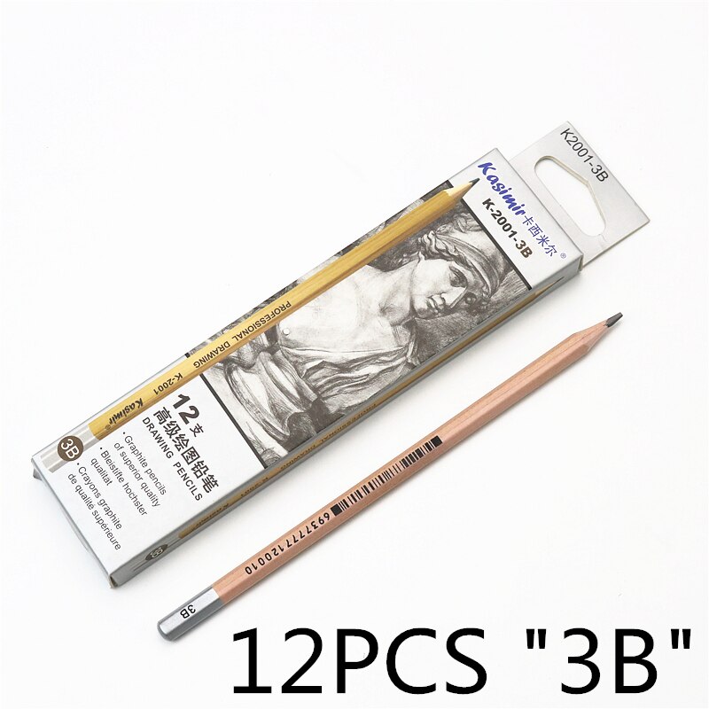 12 piezas HB B 2B 3B 4B 5B 6B 7B 8B conjunto de bocetos a lápiz conjunto de dibujo útiles escolares para estudiantes suministros de dibujo a lápiz de dibujo: 12PCS 3B