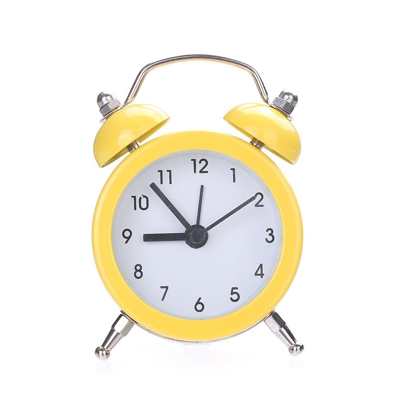 Round Small Bed Compact Quartz Student's Beep Alarm Clock Cute Student Convenience Table Alarm Clock Travel 40FB01: Yellow