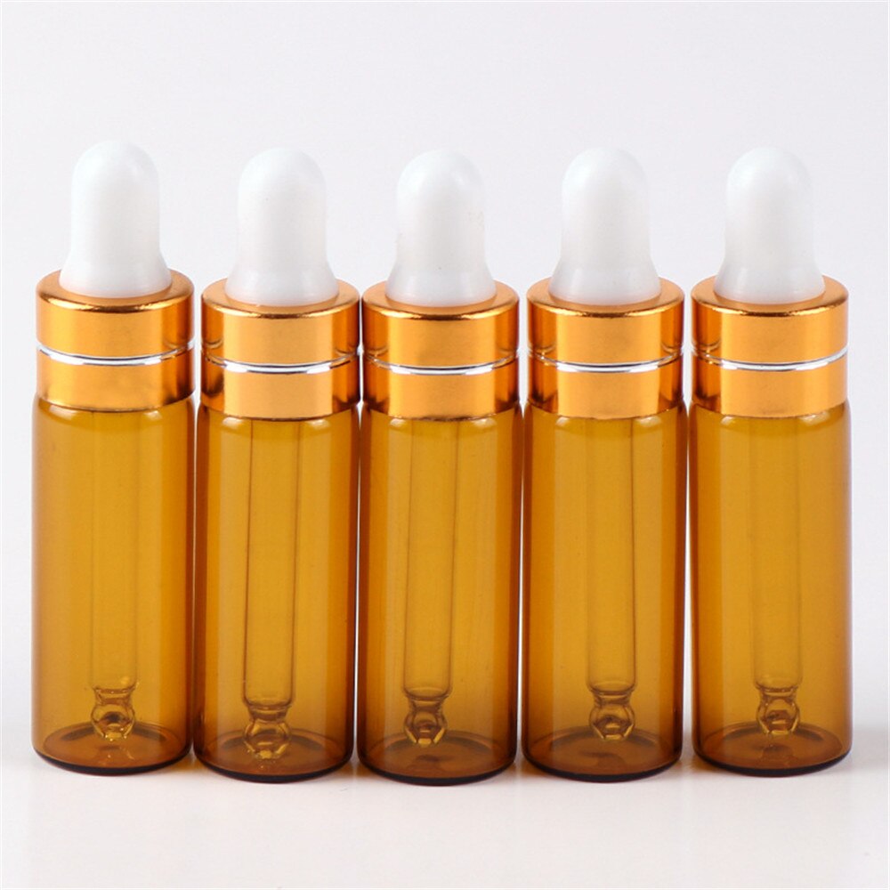 Tyhjä tippapullo meripihkan eteerinen öljy lasi aromaterapia neste ruskea 3ml 5ml hierontapipettipullot uudelleen täytettävät