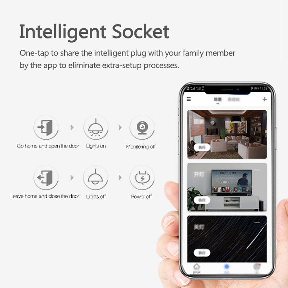 Tuya Wifi Intelligent Socket Remote Control Wireless Remote Voice Control Timer Smartplug Compatible with Alexa Google Assistant