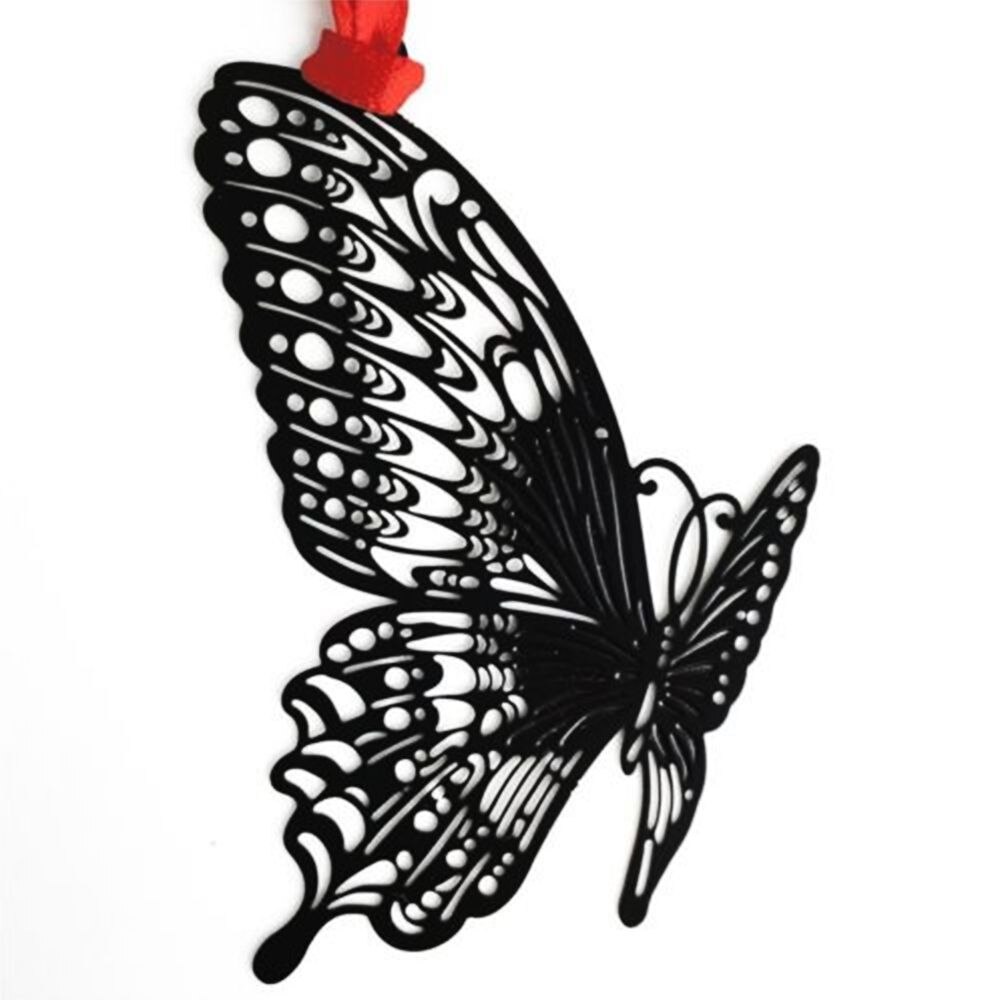 Cute Kawaii Black Butterfly Feather Metal Bookmark for Book Paper Items Lovely Korean Stationery DIY Package: Butterfly