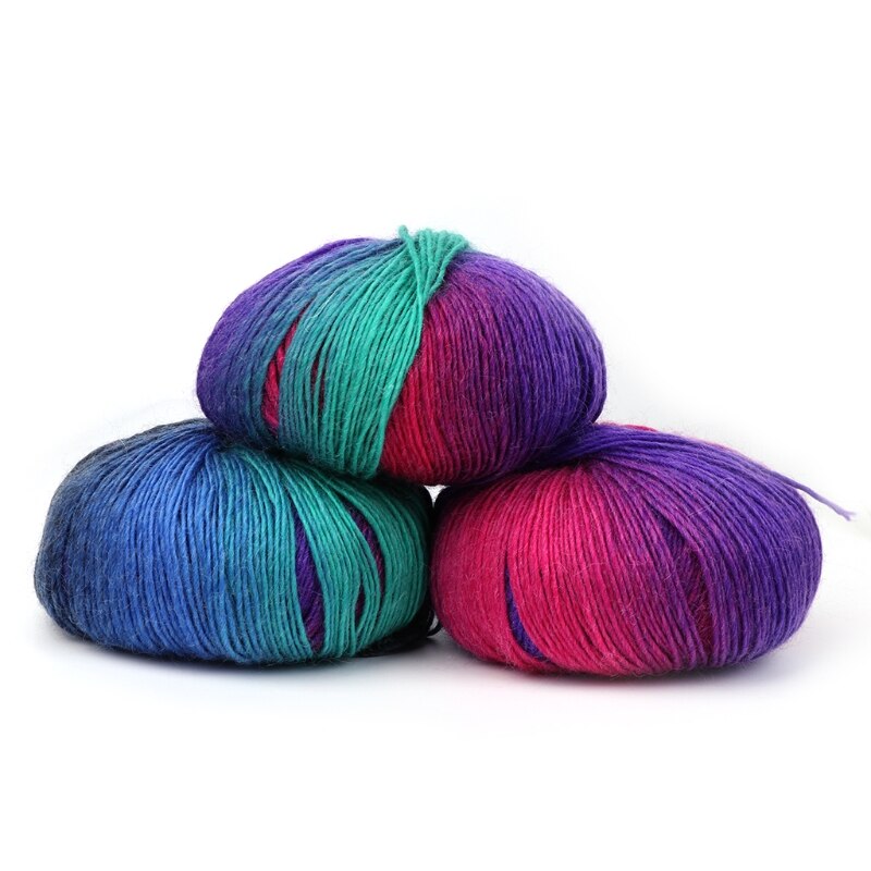 19 kleuren 50g Hand-geweven Regenboog Kleurrijke Gehaakte Kasjmier Wol Blend Garen Breien voor Winter voor weven Trui muts Sjaal Kni