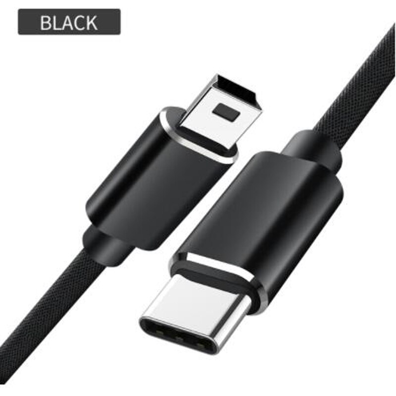 USB C to Mini USB Cable USB Mini-B Adapter Connector For Thunderbolt 3 PC Computer Laptop Player Digital Camera Mini USB Cord: Black