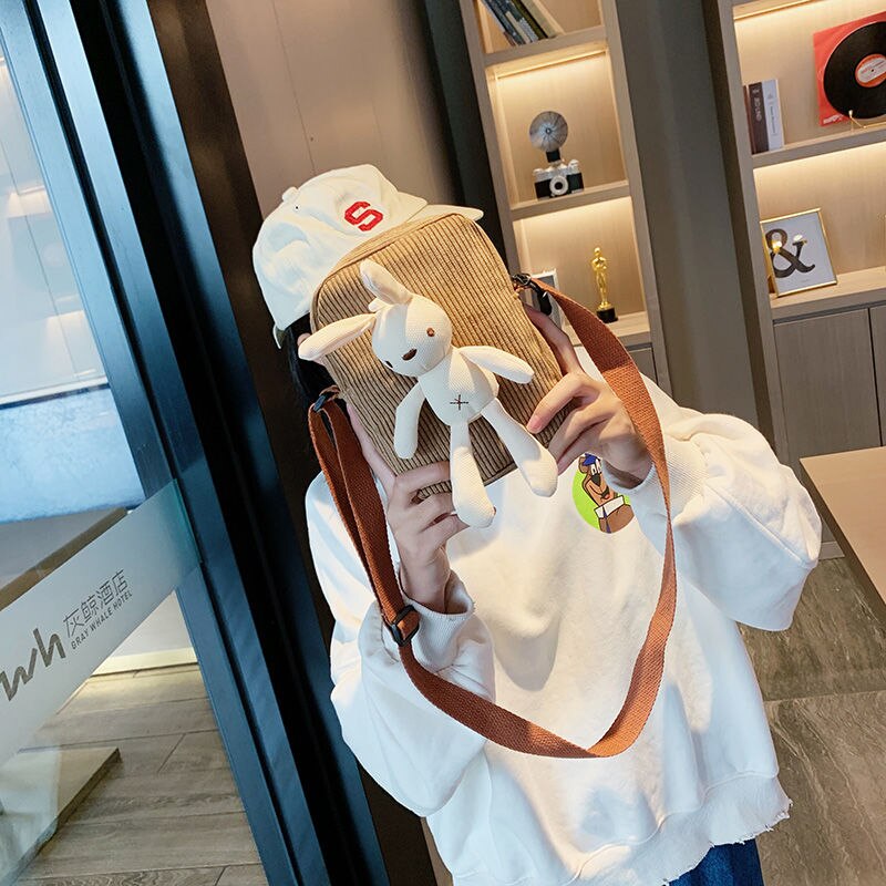 Leuke Meisjes Kleine Portemonnee Corduroy Bunny Mouse Kinderen Schoudertas Baby Jongens Crossbody Tassen Prinses Accessoires