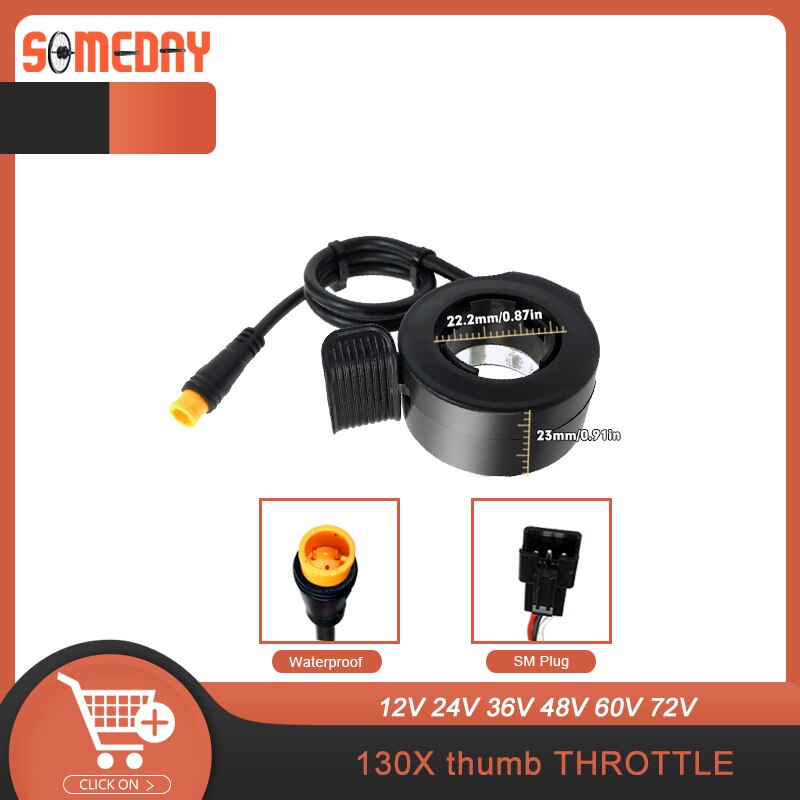 Elektrische Fiets 130X Thumb Throttle 12V24V36V48V60V72V Sm/Waterdichte Plug Ebike Links/Rechts Fiets Gaspedaal Accessoires