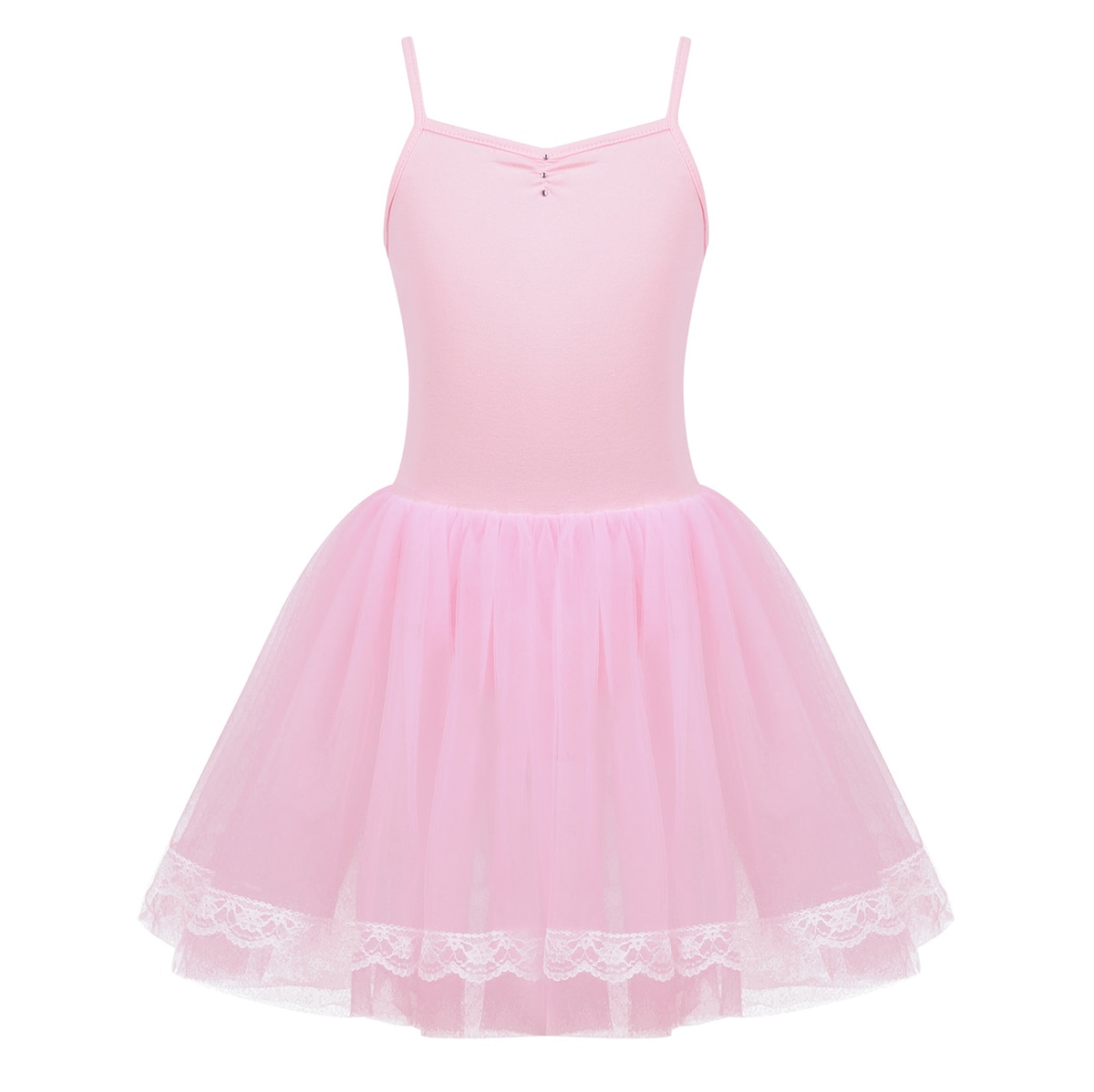 freundlicher Mädchen Ballett Wettbewerb Tanz Kleid eingeklemmt Vorne mit Strass Ballett Tanz Ballerina Gymnastik Trikot Ballettröckchen Kleid: Rosa / 4
