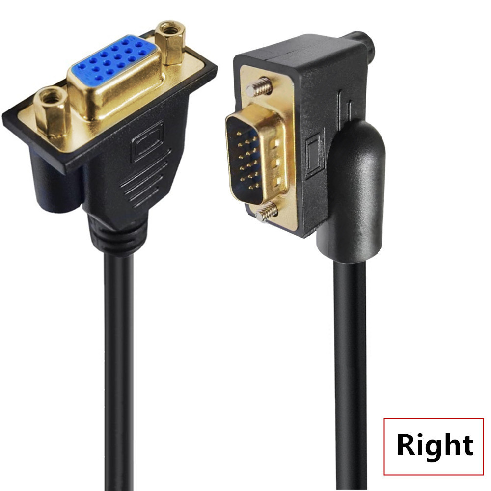 Cavo VGA 3 + 6 angolato da 90 gradi verso il basso Cavo di prolunga RGB HD da 15 spillo maschio a maschio per PC tenere sotto controllo per computer TV Proiettore 50 cm 1,5 m 3 m: Blu / 1m